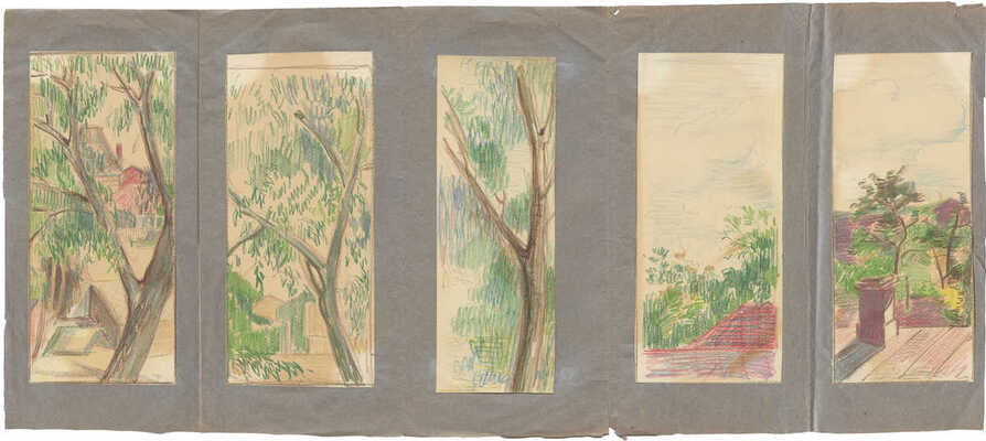 Баснина-Верхоланцева Анна Николаевна. Лот из пяти рисунков из серии «Виды из окна квартиры в Полтаве»